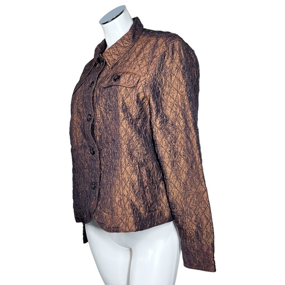 COLDWATER CREEK Copper Brown Diamond Quilted Button Front Jacket Size L - Picture 3 of 16